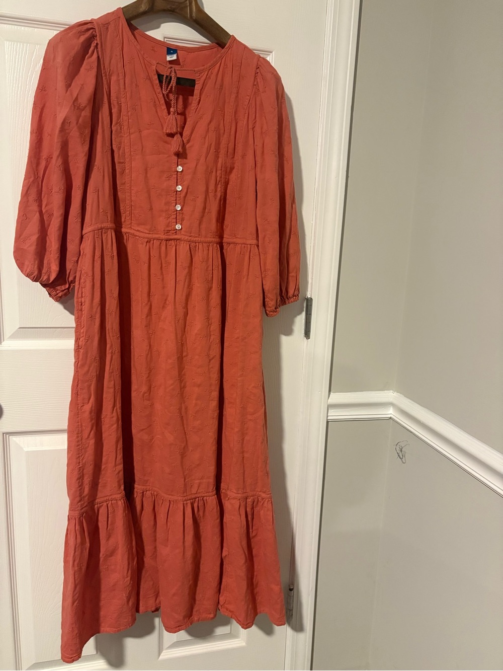 Old Navy Coral-Red Maxi Dress with Tiered Skirt